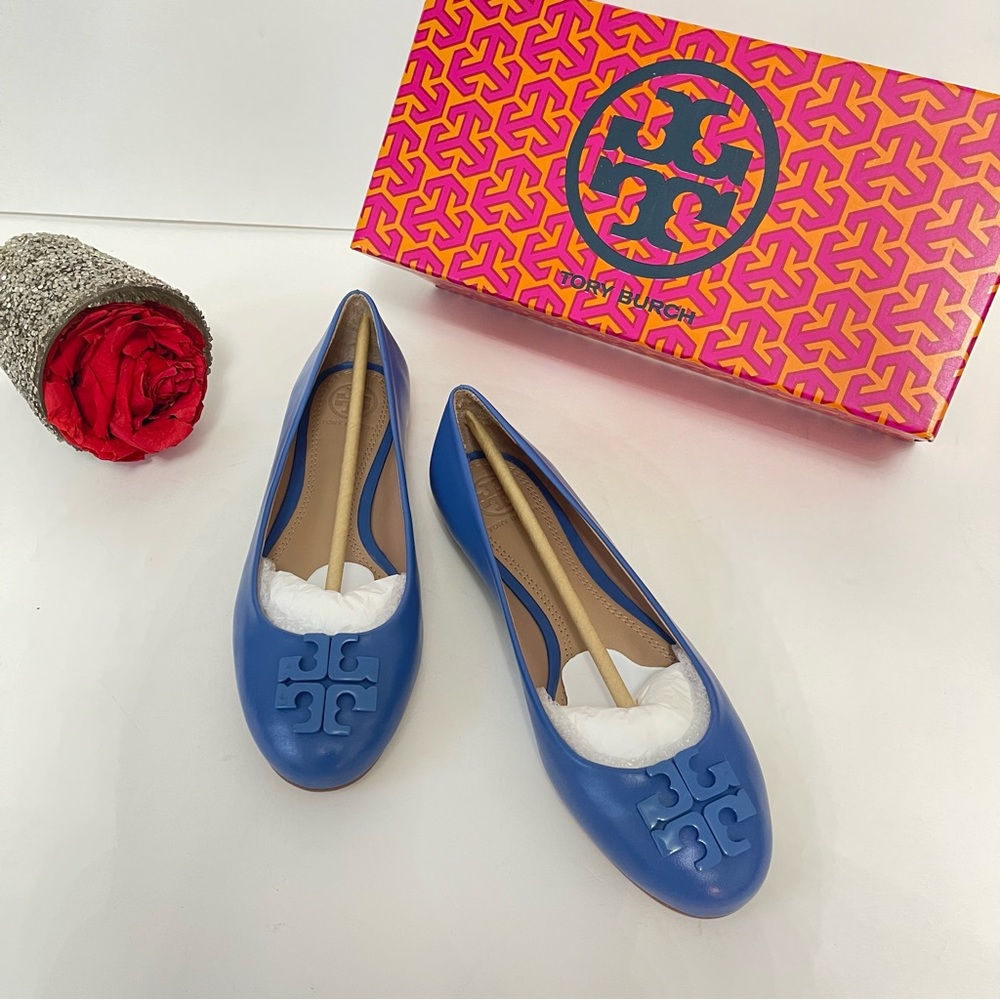 Tory Burch Lowell Ballet Flat In Chambray Color- New In Box- Reemoly